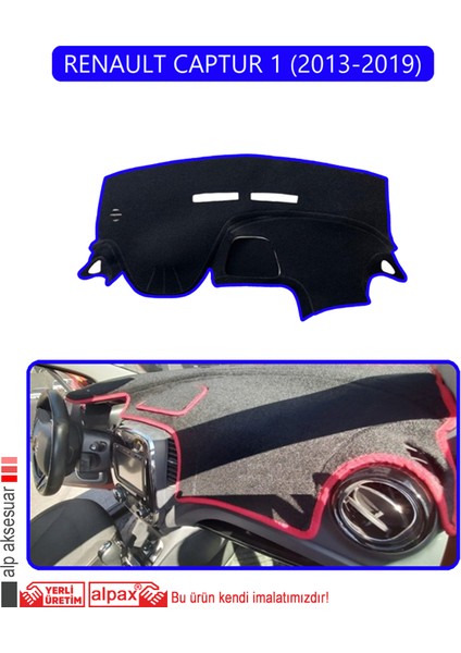 Renault Captur 1 (2013-2019)TORPİDO Koruma Halısı Mavi Kenar