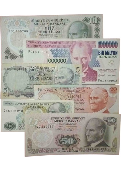 6. 7. Emisyon 6 Adet Koleksiyon Kağıt Para Koleksiyon Başlangıç Setleri Antika Darpane Hobi Hediye