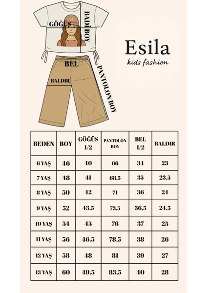 Kız Çocuk Takım Şapkalı Kız Baskılı Tişört ve Bej Bol Paça Pantolon Alt ve Üst Takım 6-13 Yaş modelleri