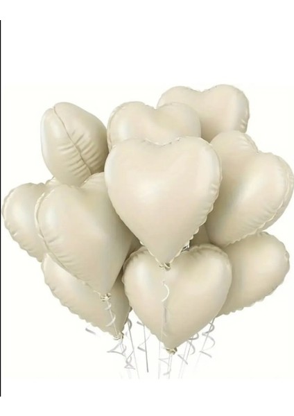 3 Adet Kalp Folyo Balon Bej 18 Inc