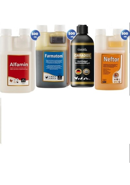 4lü Set Caradox Kursak Mantarı + Farmatom Vitamin + Alfamin + Neftor Hırıltı Seti - 500 ml