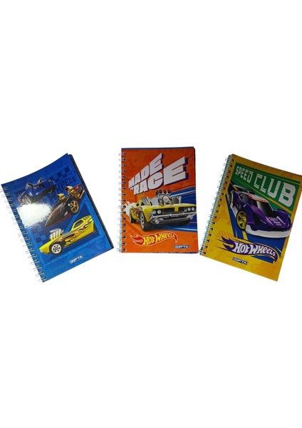 Hot Wheels Spiral (A6) Karton Kapak Defter ( Çizgili) ( 3 Adet)