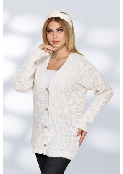 Kadın Düğme Detaylu Uzun Düz Hırka FLT1007 fiyatları