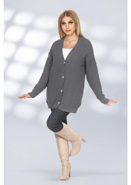 Kadın Düğme Detaylu Uzun Düz Hırka FLT1007 modelleri