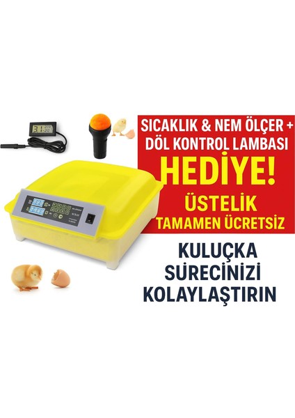 56 Lı Kuluçka Makinesi Nem Ölçer ve Lamba Hediyeli