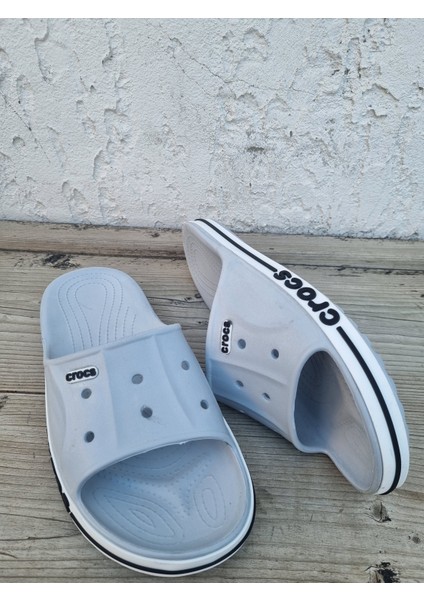 Yandan Yazılı Önü Açık Gri Terlik fiyatları