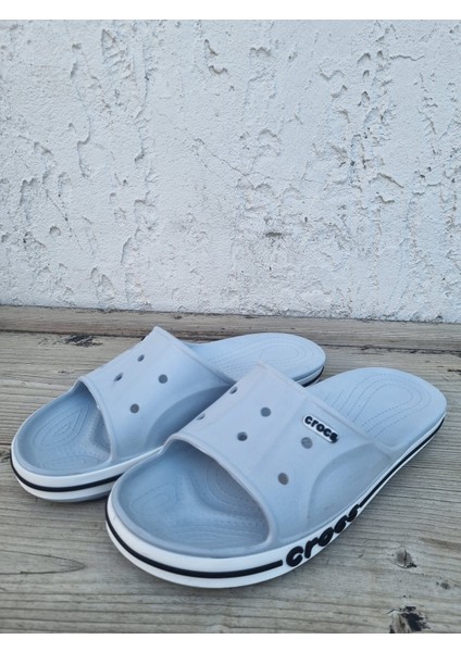 Yandan Yazılı Önü Açık Gri Terlik fırsatları