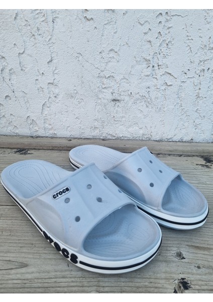 Yandan Yazılı Önü Açık Gri Terlik indirimleri