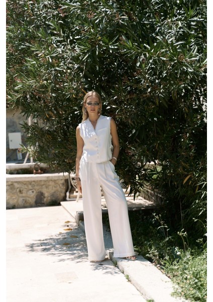 Shonas Bağcık Detay Ekru Yelek Pantolon Takım fiyatları