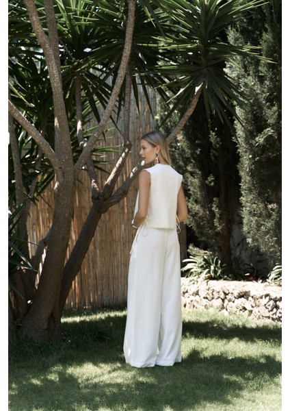 Shonas Bağcık Detay Ekru Yelek Pantolon Takım fırsatları