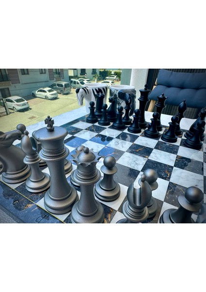 Premium Satranç Takımı Gri Tabla