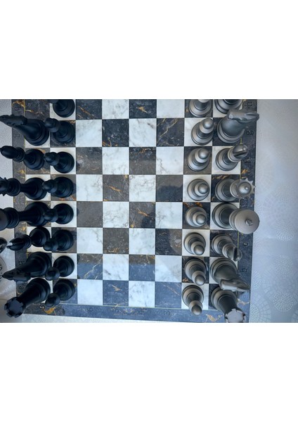 Premium Satranç Takımı Gri Tabla