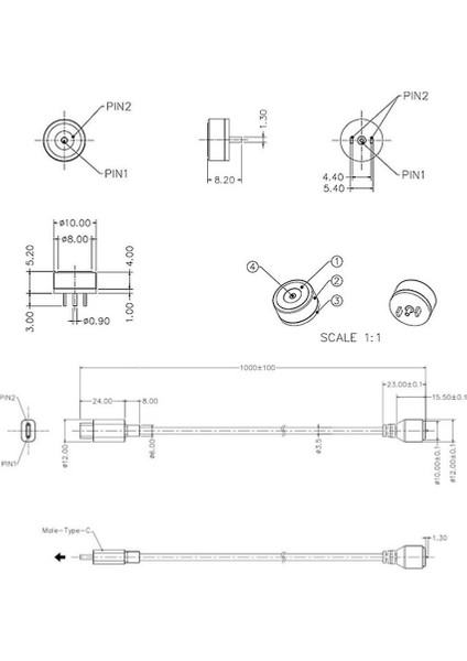 2-Pin 10MM Kablolu Pogo Pin Manyetik Konnektör Takımı - Type-C Soketli fiyatları