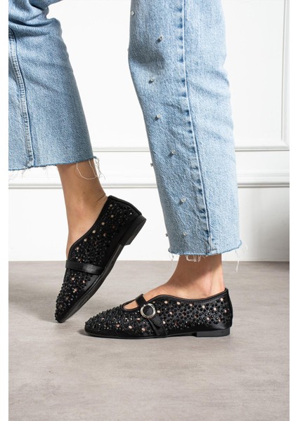 Kewin Kadın Babet Önden Bantlı Full Taşlı Siyah