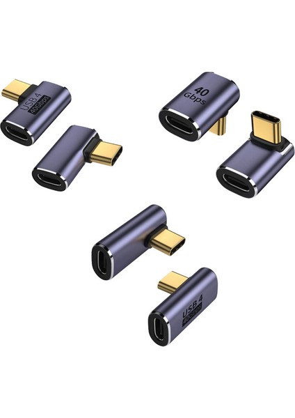USB 4.0 Type C 90 Derece Adaptör 40GBPS Hızlı Veri Transferi 3'lü Set