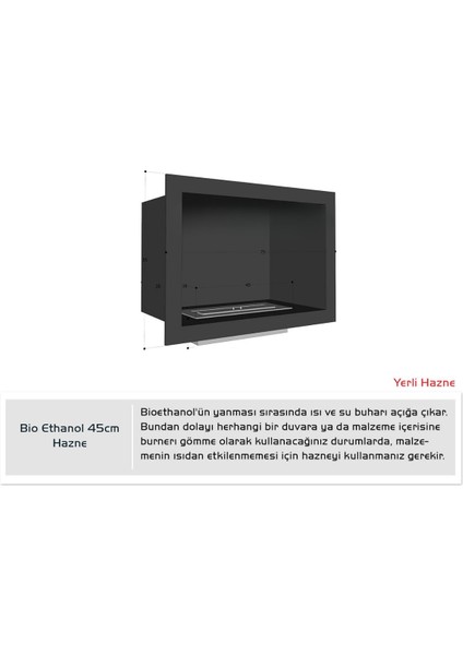 45 cm Ankastre Bioetanol Şömine