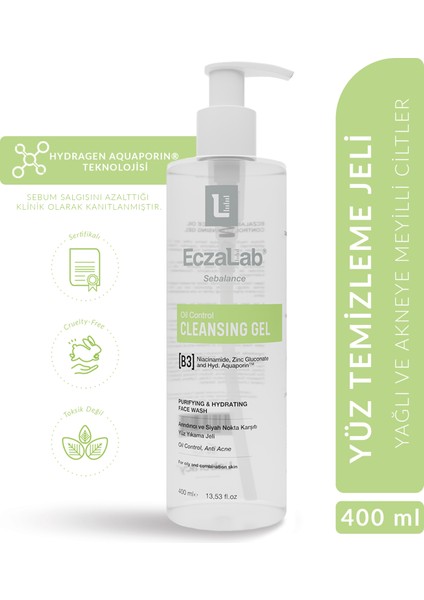 Sebalance Oil Control Cleansing Gel | Yağlı Ciltler Için Temizleme Jeli | 400ML