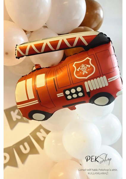 Retro Itfaiye Balon Itfaiye Aracı Balon Retro Renkler 67CM
