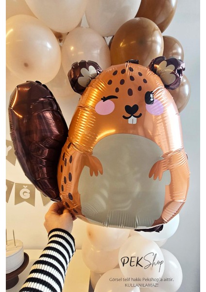 Sevimli Kahverengi Sincap Balon Woodland Sincap Şekilli Folyo Balon 67X60 cm modelleri