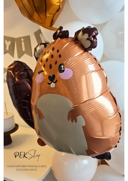 Sevimli Kahverengi Sincap Balon Woodland Sincap Şekilli Folyo Balon 67X60 cm fırsatları