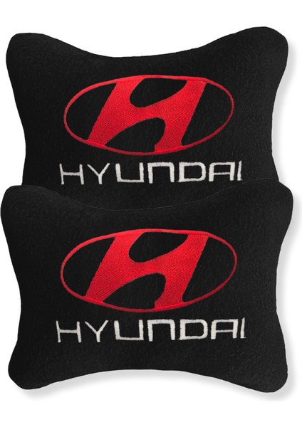 Hyundai Uyumlu Beyaz Nakışlı Siyah Polar Ortopedik Araç Seyahat Oto Boyun Yastığı / 2'li fiyatları