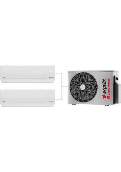 (ZM18103MD)18000Btu Dış 12000 Btu +12000 Btu Iç Üniteler Multi Inverter Klima (Montaj Dahil)