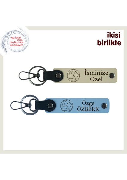 Antrenöre Tüm Takımın Sevgisini Gösteren Hediye, Yazılabilir Deri Anahtarlık Takımı, S Kahve-G Mavi