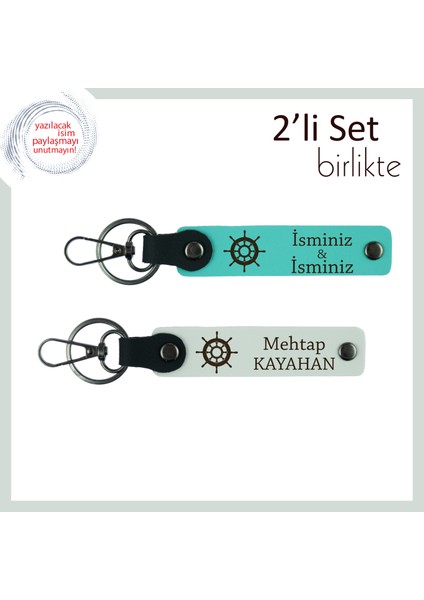 Yakın Arkadaşla Ortak Paylaşılacak Hediye, Gemi Temalı Anahtarlık Takımı, Turkuaz-Beyaz