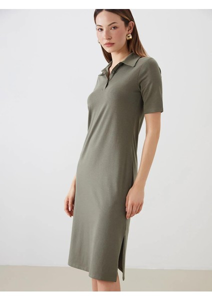 Lcwaıkıkı Classic Polo Yaka Yırtmaçlı Elbise (S5)