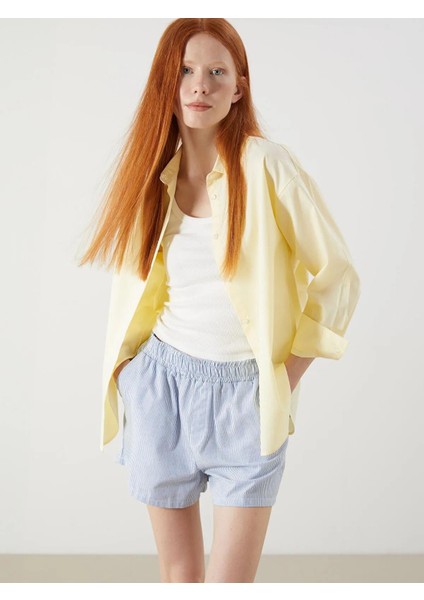 Xsıde Sari Oversize Poplin Kadın Gömlek (S5)