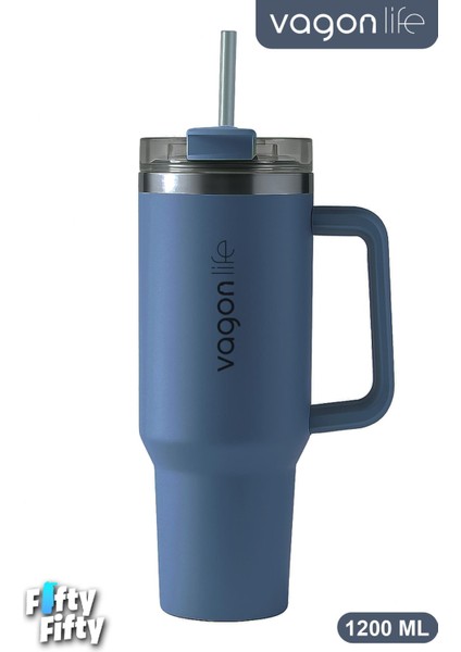 Quencher Cup 1200 ml Pipetli/rahat Içim Kulplu Paslanmaz Çelik Termos -FFVGN0581200ML
