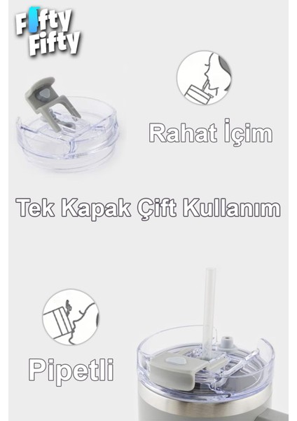 Quencher Cup 1200 ml Pipetli/rahat Içim Kulplu Paslanmaz Çelik Termos -FFVGN0581200ML modelleri