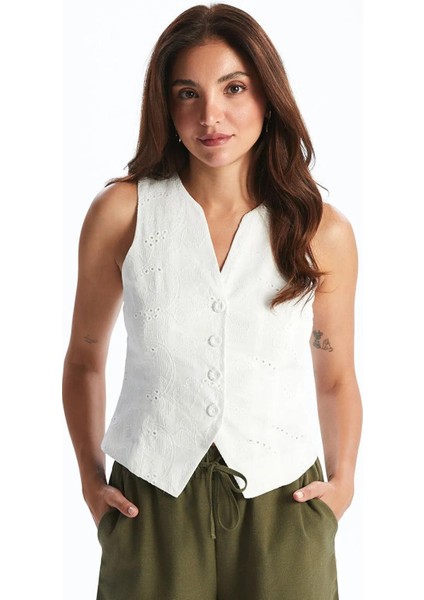 Lcwaıkıkı Classic V Yaka Nakışlı Kadın Klasik Yelek (S5)