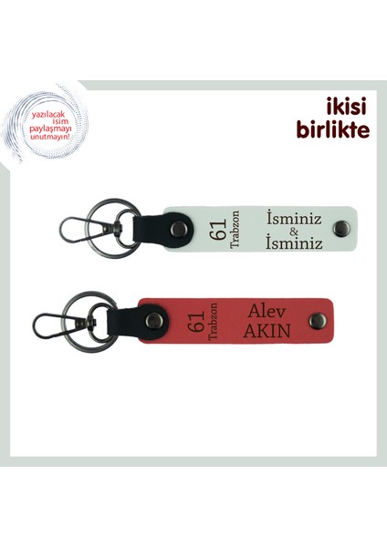 Memleket Hasretine Anlamlı Dokunuş, 61 Trabzon Yazılı Anahtarlık Hediyesi Isimli, Beyaz-Nar Çiçeği