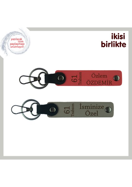 Çocukluk Arkadaşına Trabzon’dan Gelen Şıklık, Deri Anahtarlık Takımı, Nar Çiçeği-Kül Gri
