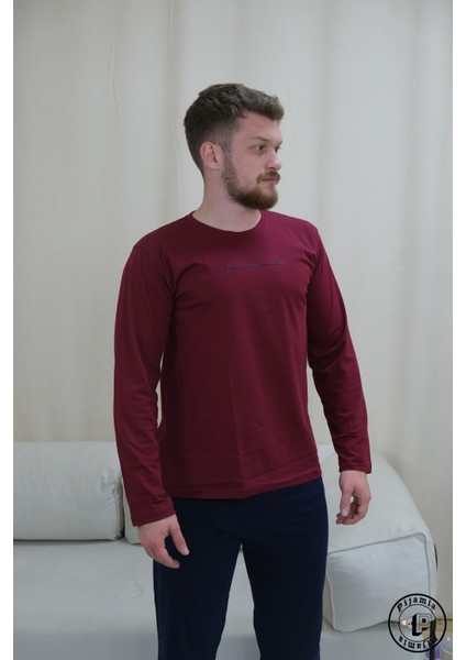 Kırmızı Lacivert Uzun Kol Erkek Pijama Takımı fırsatları