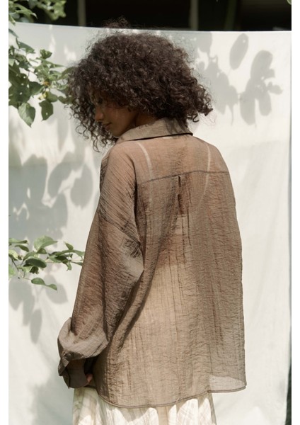 Syaritta Oversize Kahve Transparan Gömlek