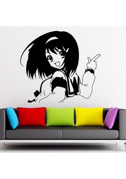 Anime Kız Sticker Duvar 50 x 50 cm