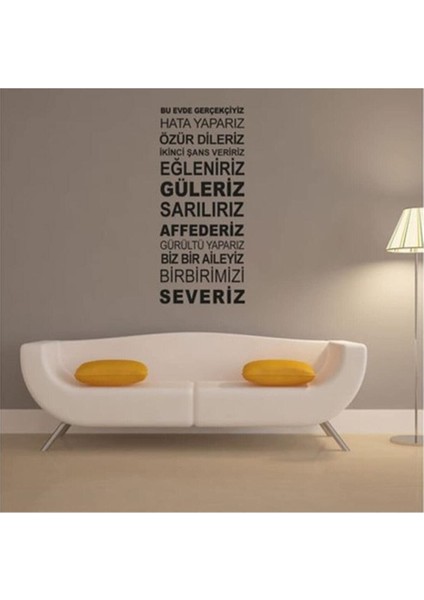 Bu Evde Gerçekçiyiz Duvar Yazısı 120X70 cm