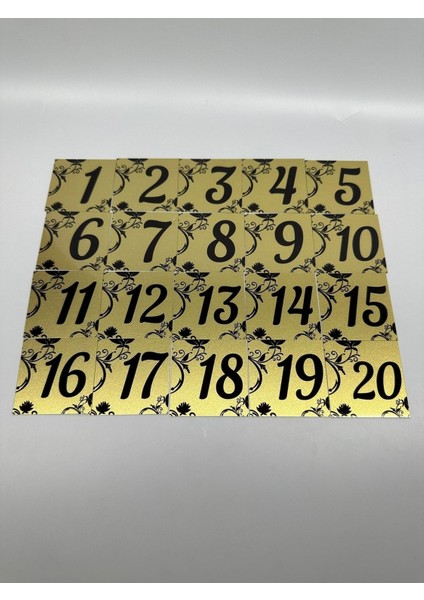 15X15 cm Metal Kapı Masa Dolap Numarası 20'lu Altın Renk