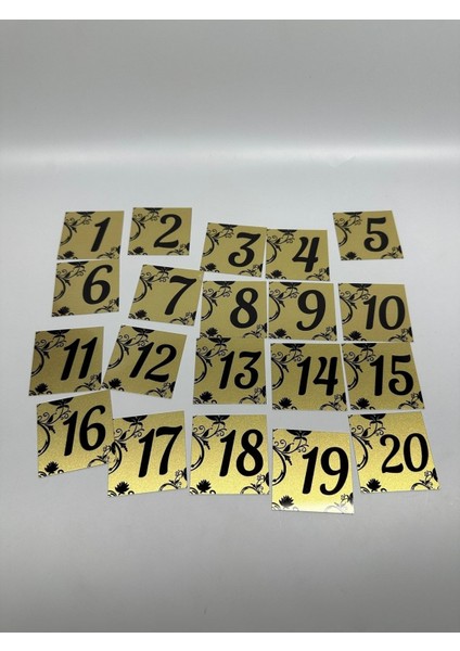 15X15 cm Metal Kapı Masa Dolap Numarası 20'lu Altın Renk modelleri