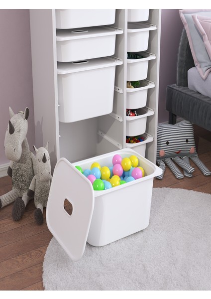 Rine 14 Sepetli 6 Kapaklı Çok Amaçlı Oyuncak Dolabı Beyaz 2D4K8U fiyatları