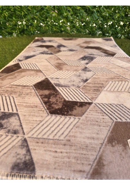 Konforsa Geometrik Desenli Modern Halı - Kahve Gri Tonları - Özel Ölçü Seçenekli