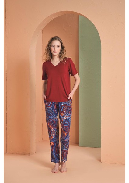 Kadın Bordo Pijama Takım 27129
