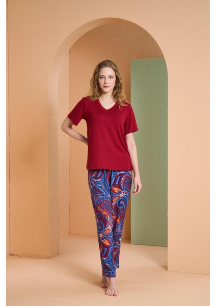 Kadın Bordo Pijama Takım 27129