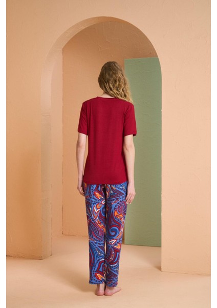 Kadın Bordo Pijama Takım 27129