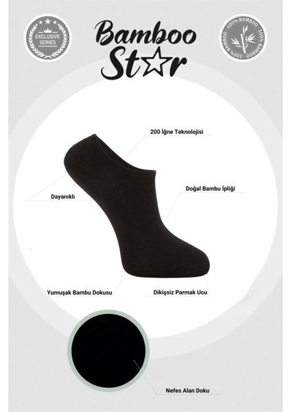 Bambu Erkek Sneaker Siyah Çorap Dikişsiz Görünmez Bilekte Görünmez Spor Çorap Premium 6'lı Paket fiyatları