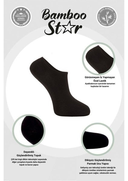 Bambu Erkek Sneaker Siyah Çorap Dikişsiz Görünmez Bilekte Görünmez Spor Çorap Premium 6'lı Paket modelleri