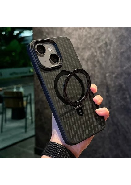 Apple iPhone 13 Uyumlu Kılıf Zebana Best Karbon Fiber Kılıf (Kablosuz Şarj Destekli) Siyah