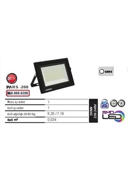 PARS-200 200W Ledli Projektör